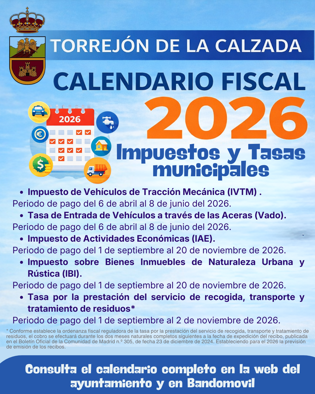 Calendario Fiscal 2026 – Impuestos y Tasas Municipales