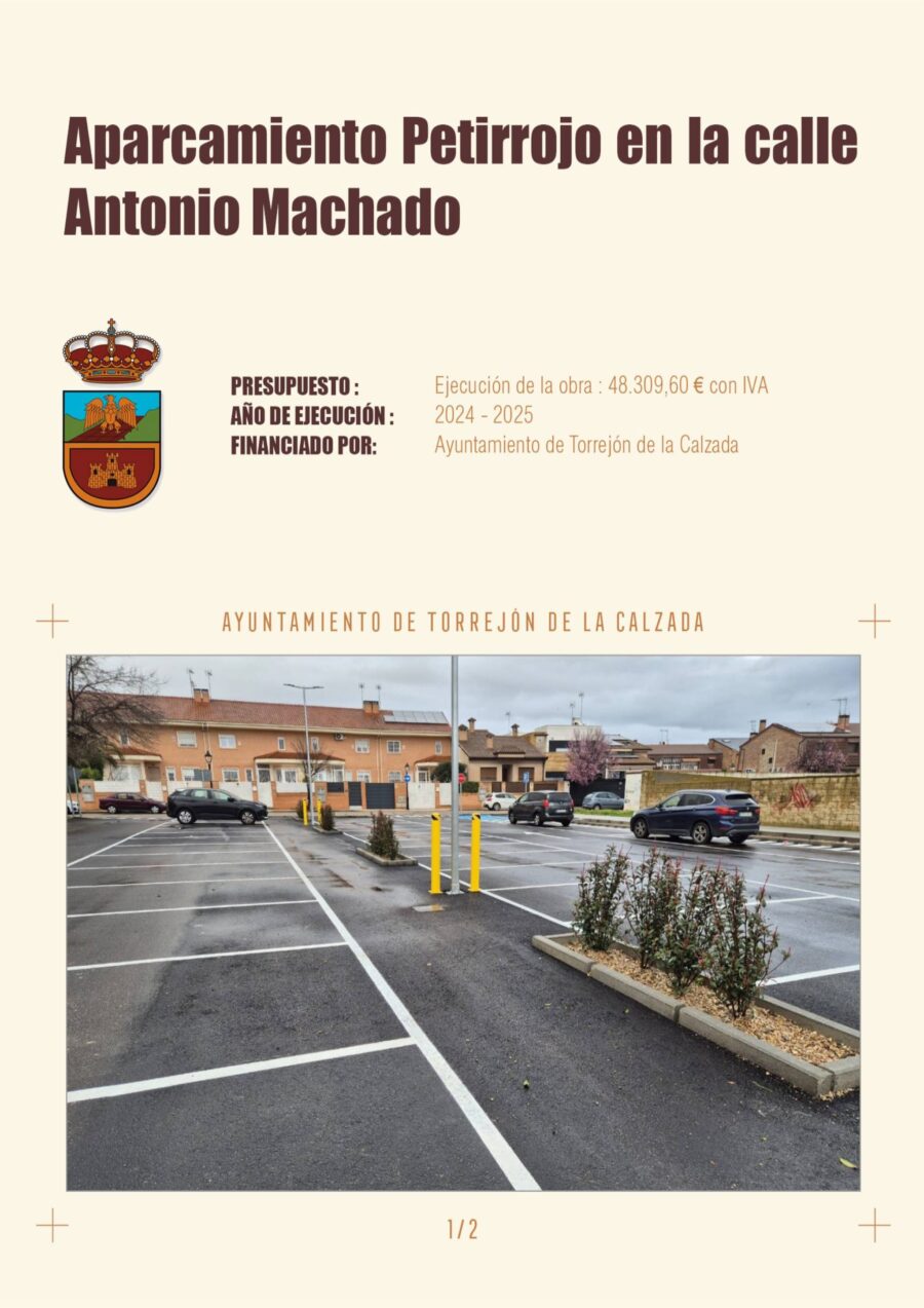 Aparcamiento Petirrojo en la calle Antonio Machado
