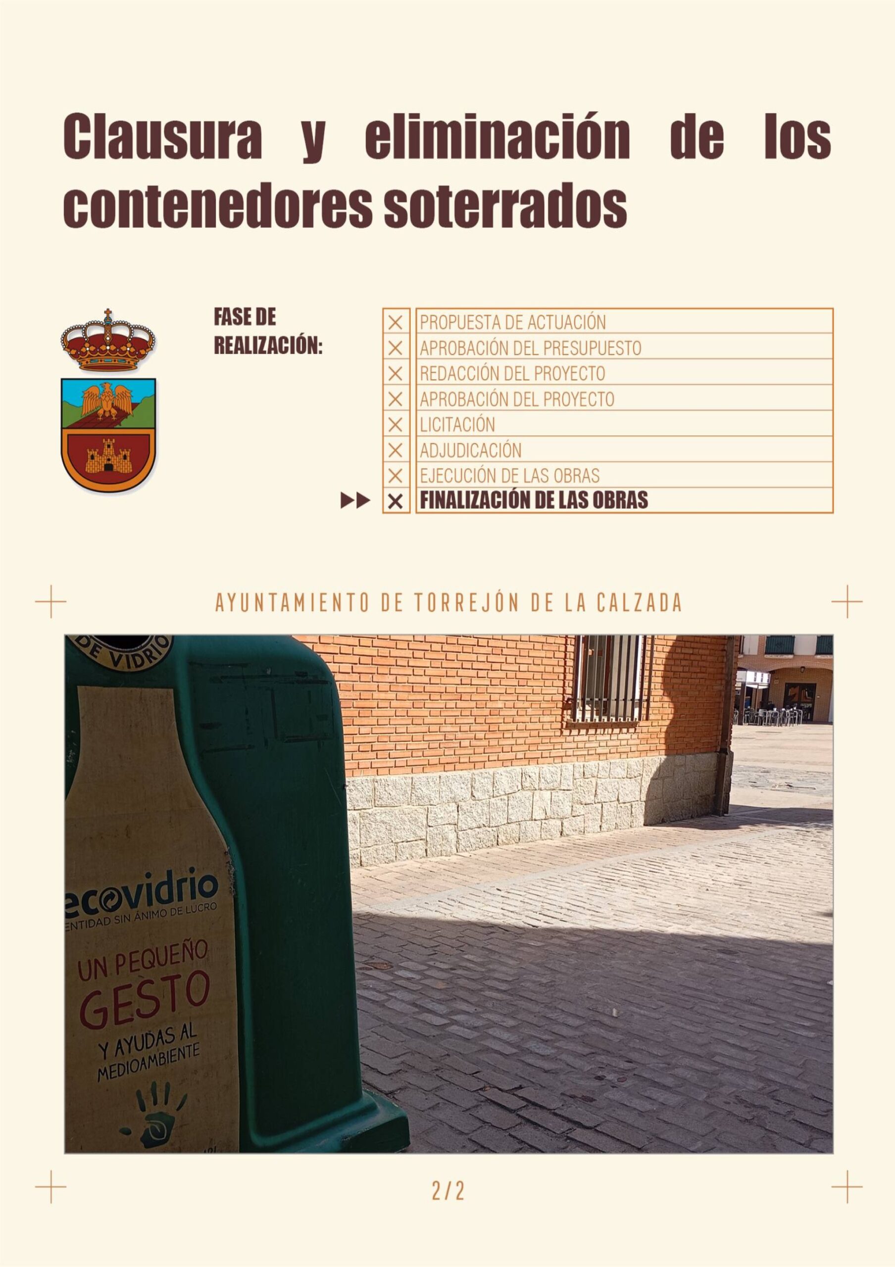 Clausura y eliminación de los contenedores soterrados