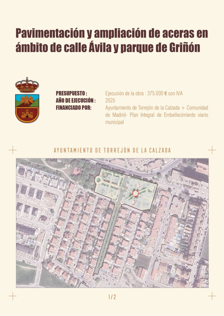Pavimentación y ampliación de aceras en el ámbito de la Calle Ávila y el Parque Griñón