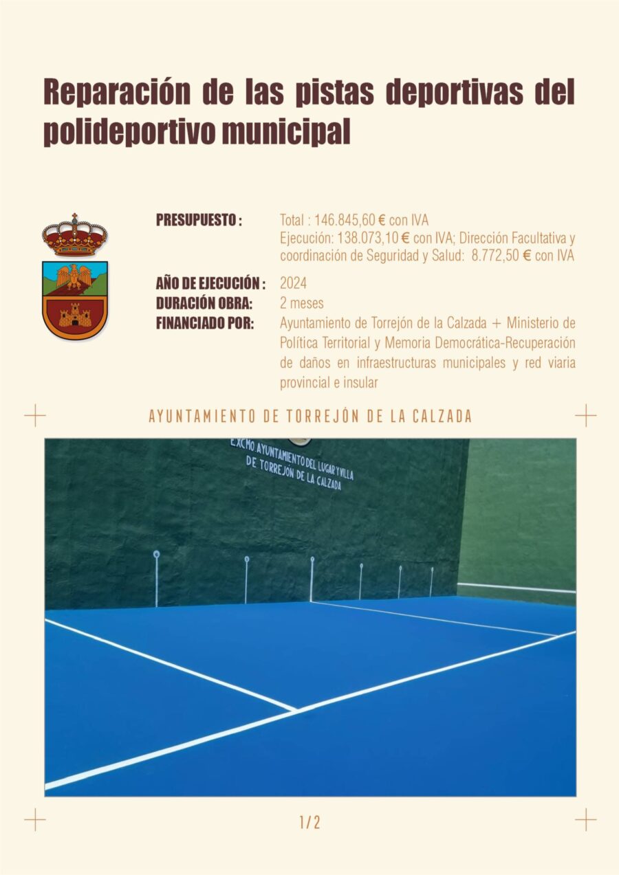 Reparación de las pistas deportivas del Polideportivo Municipal