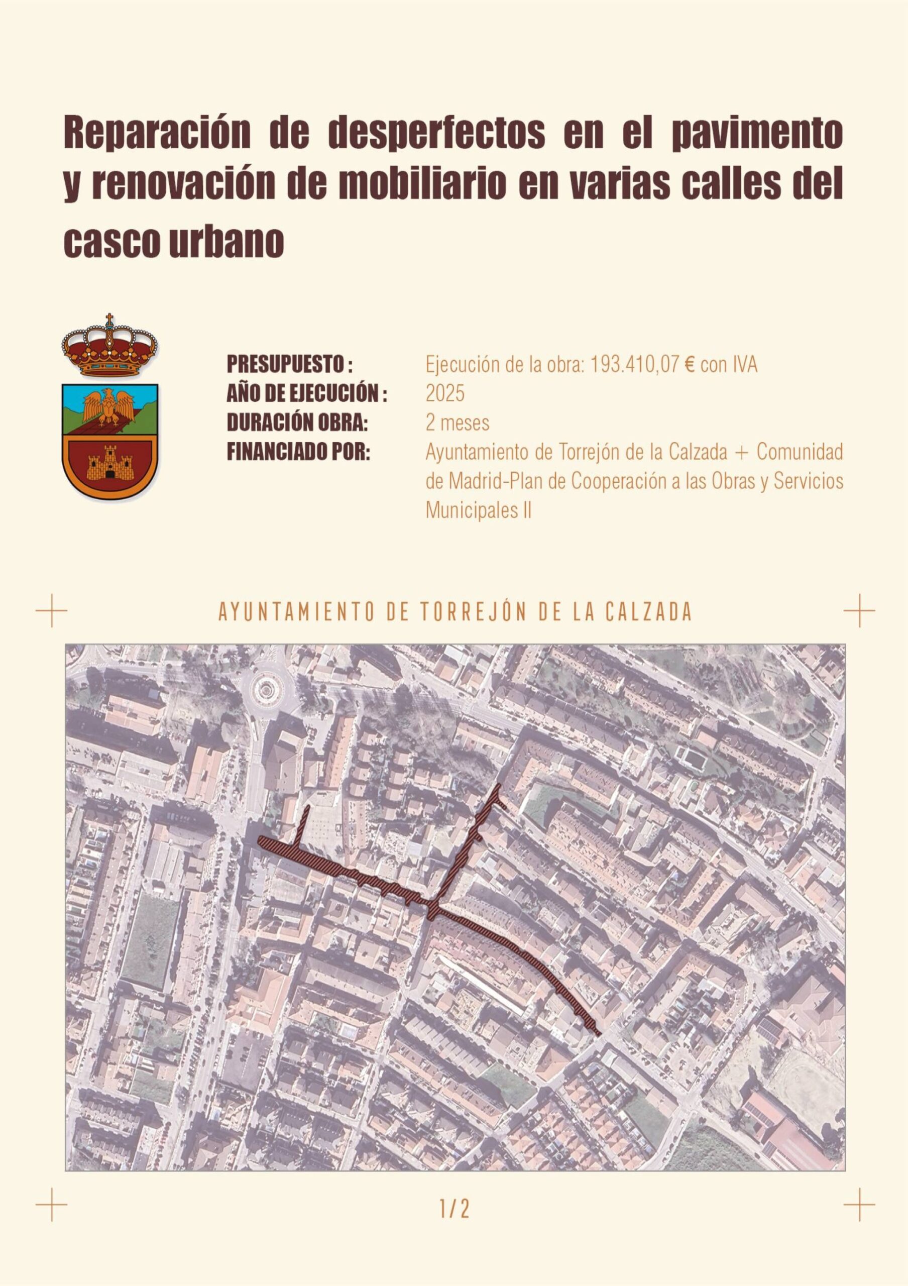 Reparación del pavimento y renovación del mobiliario en varias calles del Casco Urbano