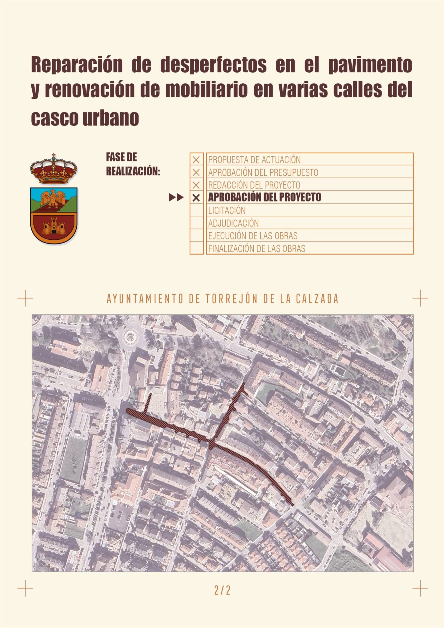 Reparación del pavimento y renovación del mobiliario en varias calles del Casco Urbano