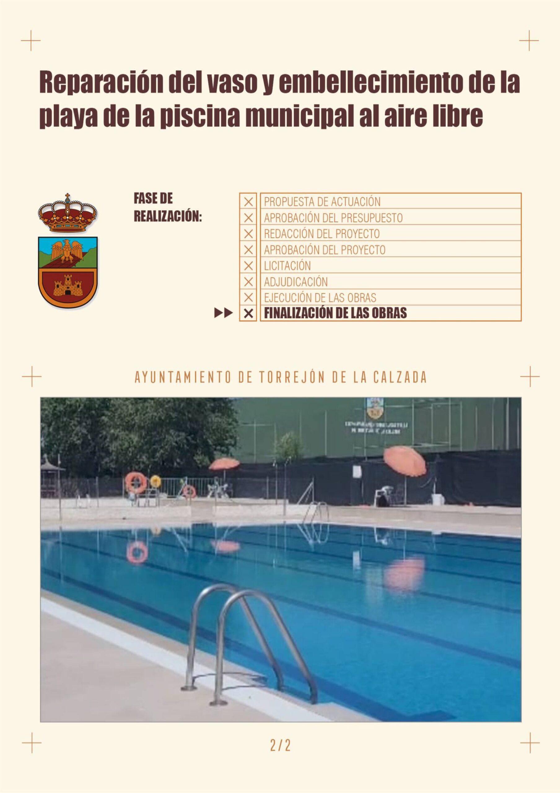 Reparación del vaso y embellecimiento de la playa de la Piscina Municipal
