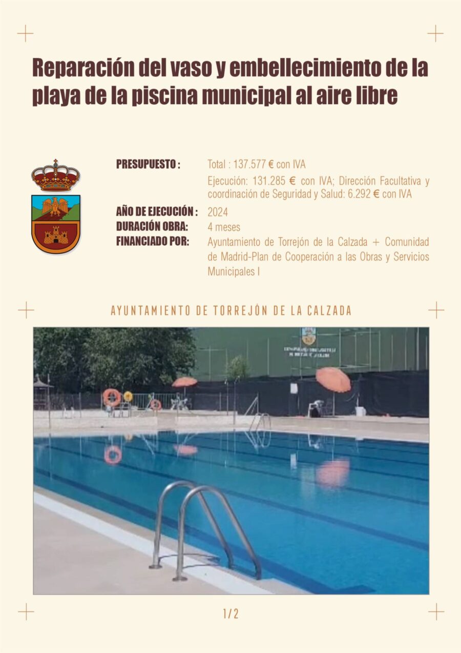Reparación del vaso y embellecimiento de la playa de la Piscina Municipal